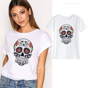 Sugar Skull T Shirt Women's M Dia de Los Muertos
